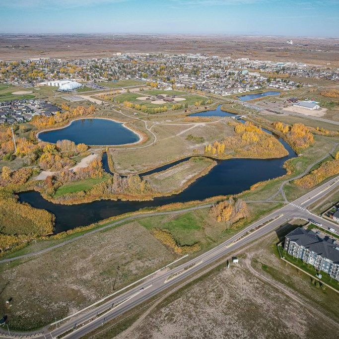 Aerial view of the city of Martensville, Saskatchewan